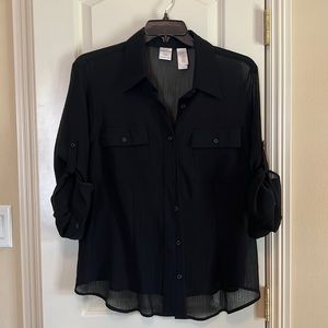 Plus Size Black sheer shirt. 20W